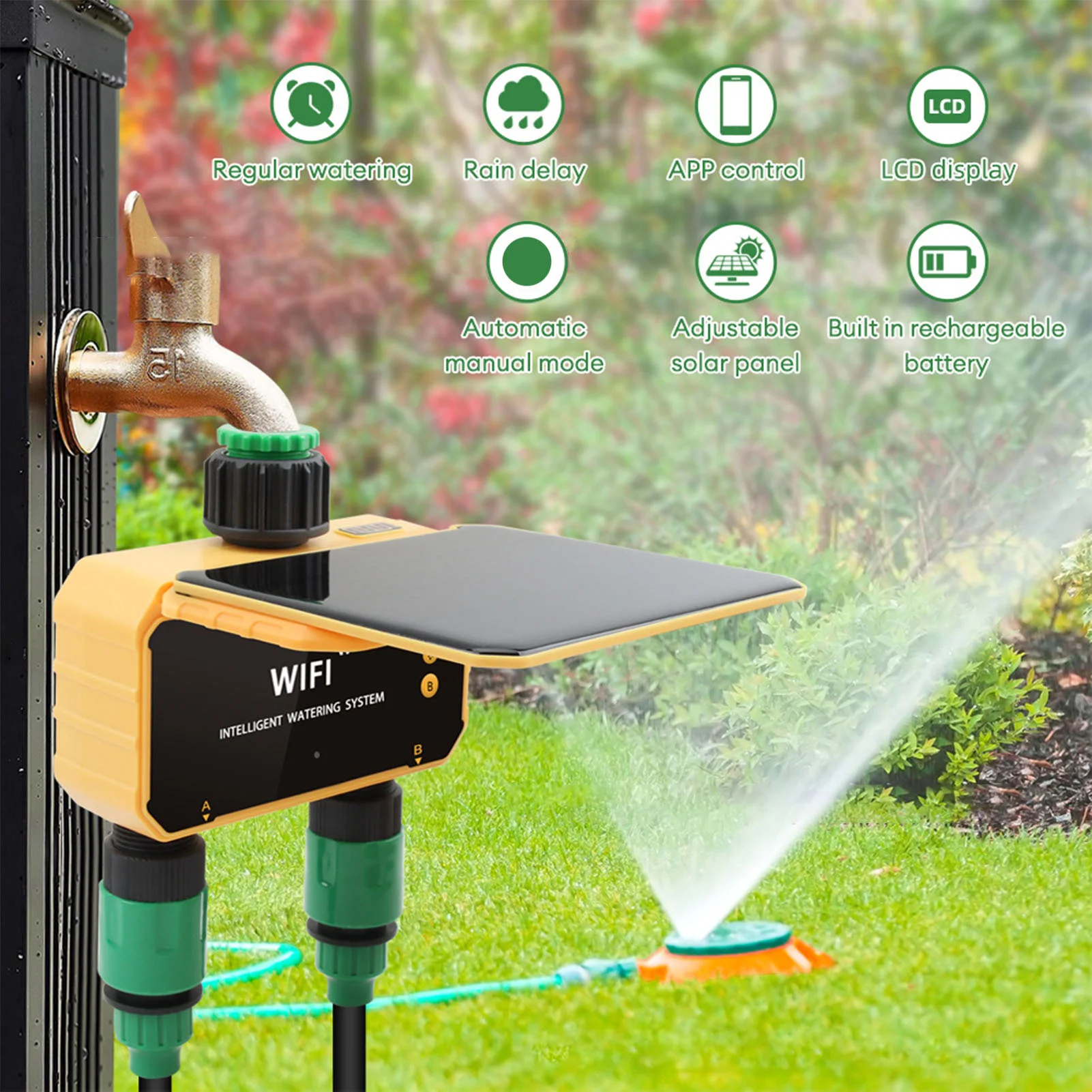 Smart Garden Sprinkler - Timer Irrigazione Smart WiFi Solare con